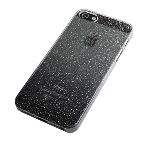 Apple iPhone SE/5S/5 Sert Kauçuk Kılıf Yağmur Damlası Desenli - Siyah
