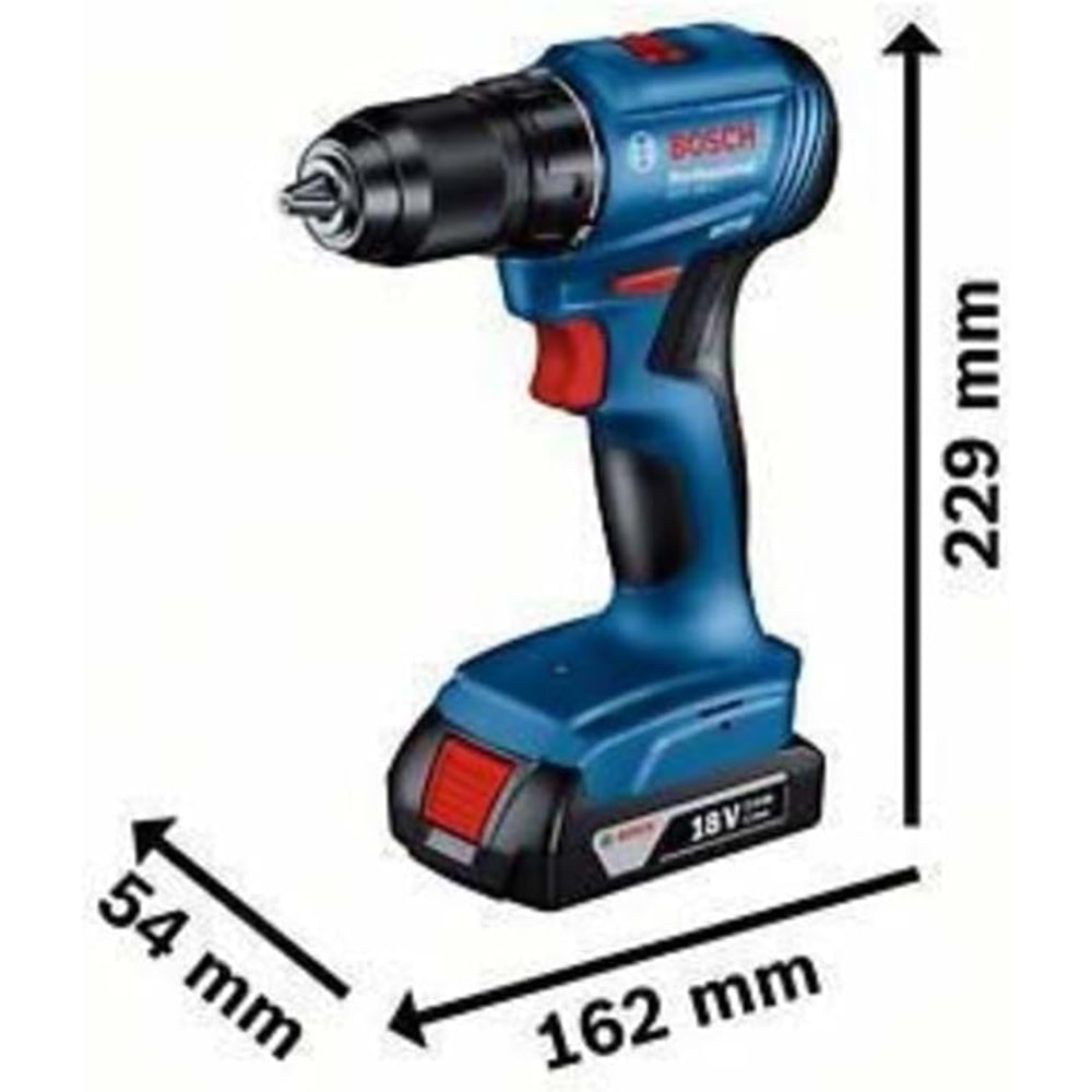 Bosch GSR 185-LI Akülü Delme Vidalama Makinesi (18 Volt, SOLO, Yumuşak/Sert Tork: 21/50 Nm)