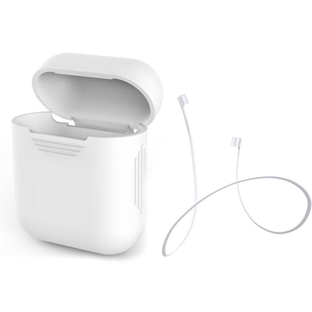 OUTLET Apple AirPods Silikon Kılıf - Beyaz OUTLET