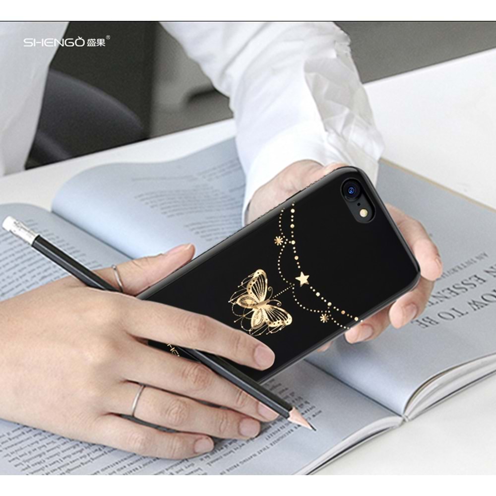 Shengo Apple iPhone 6S/6 Kılıf Kenarları Taşlı Silikon