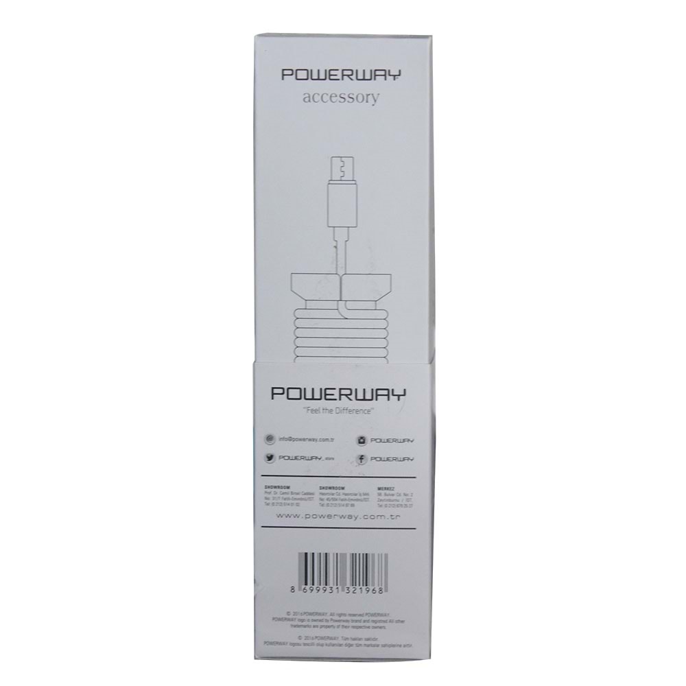Powerway Micro USB Hızlı Şarj Kablosu Örgülü 1.1M - CX09 Beyaz