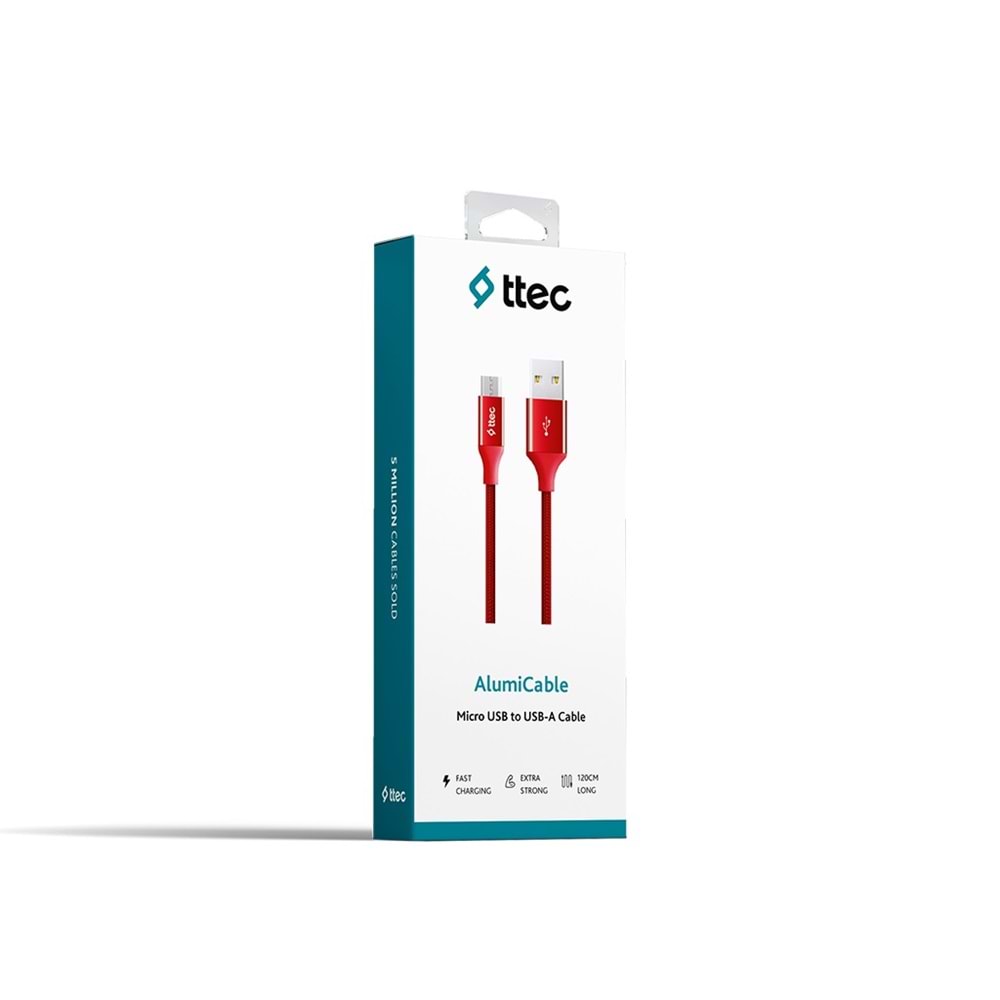 Ttec AlumiCable Micro USB Kablo Kırmızı 1.20 cm - 2DK11K