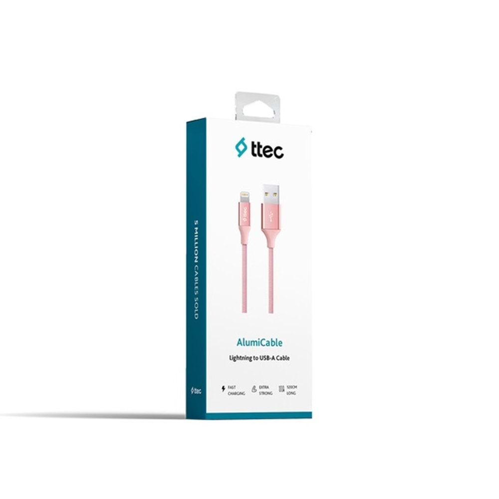 Ttec AlumiCable Lightning Kablo Rose Gold 1.2M - 2DK16RA