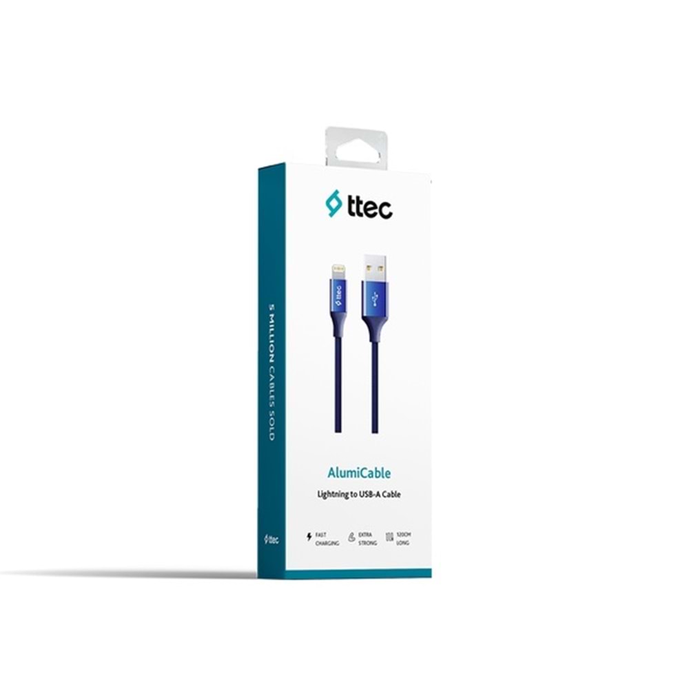 Ttec AlumiCable Lightning Kablo Lacivert 1.2M - 2DK16L