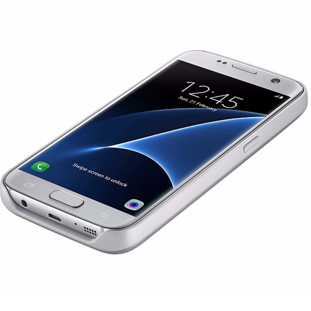 Samsung Galaxy S7 Kablosuz Şarj Destekli 2700mAh Kılıf Orjinal EP-TG930BSEGWW Gümüş (Outlet)