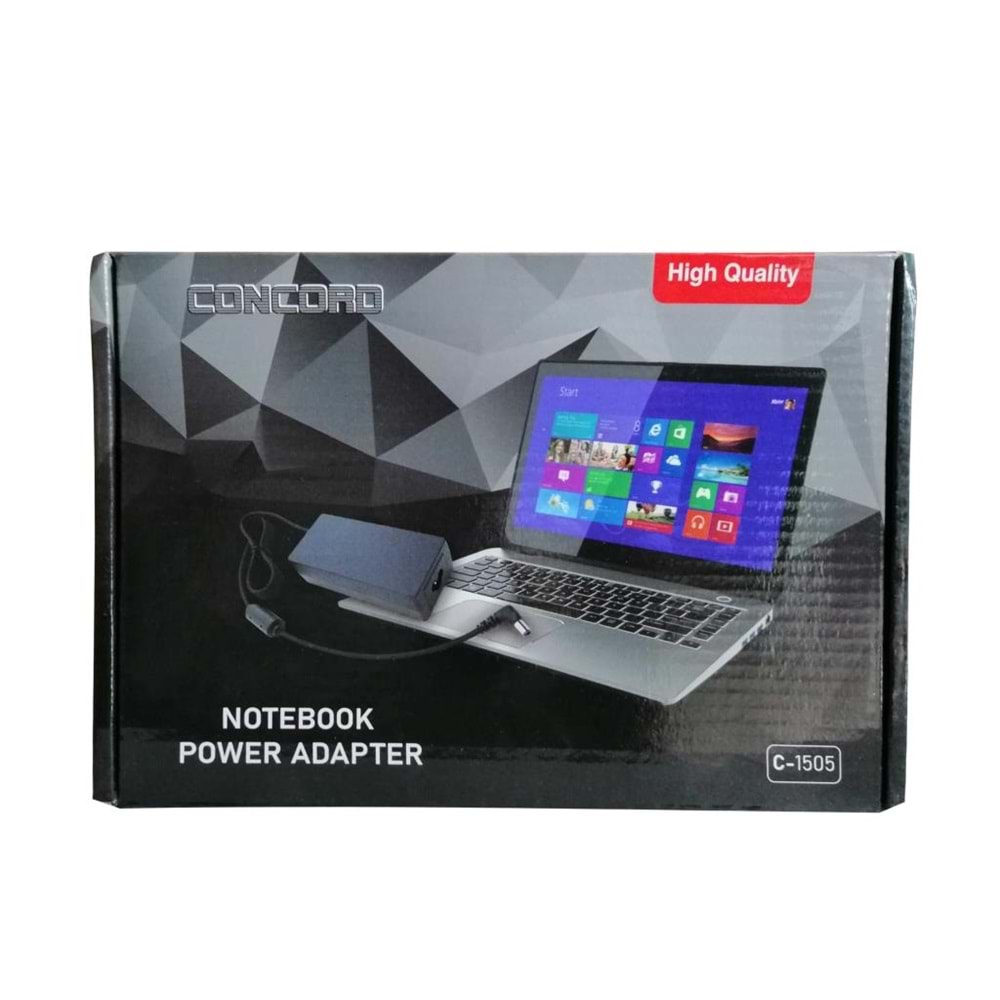 PdaTeknoloji Concord 19.5V HP/Compaq Notebook Şarj Adaptörü C-1505 - Siyah