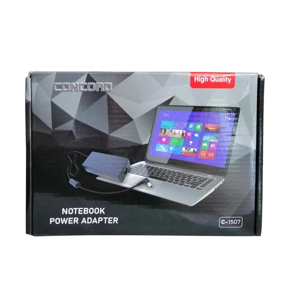 PdaTeknoloji Concord 19V Samsung Notebook Şarj Adaptörü C-1507 - Siyah