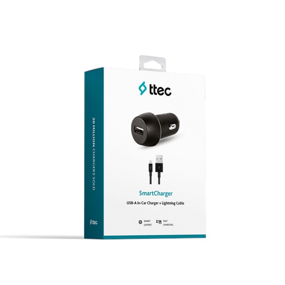 Ttec SmartCharger 2.1A Araç Şarj Aleti ve Lightning Kablo Siyah -2CKS20LS