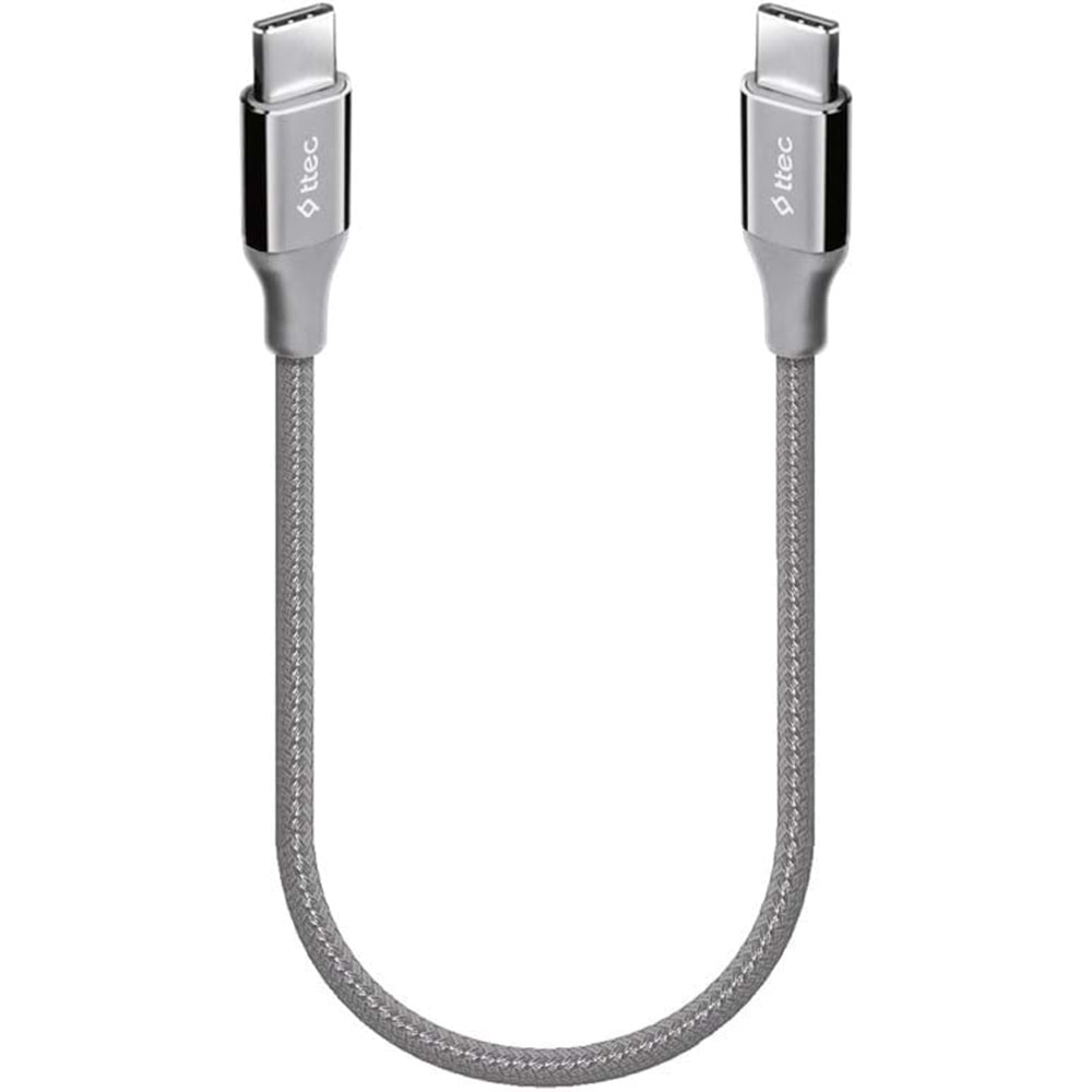 Ttec AlumiCable USB-C - USB-C 30cm 65W PD/QC Hızlı Şarj/Data Kablosu Uzay Grisi 2DK50UG