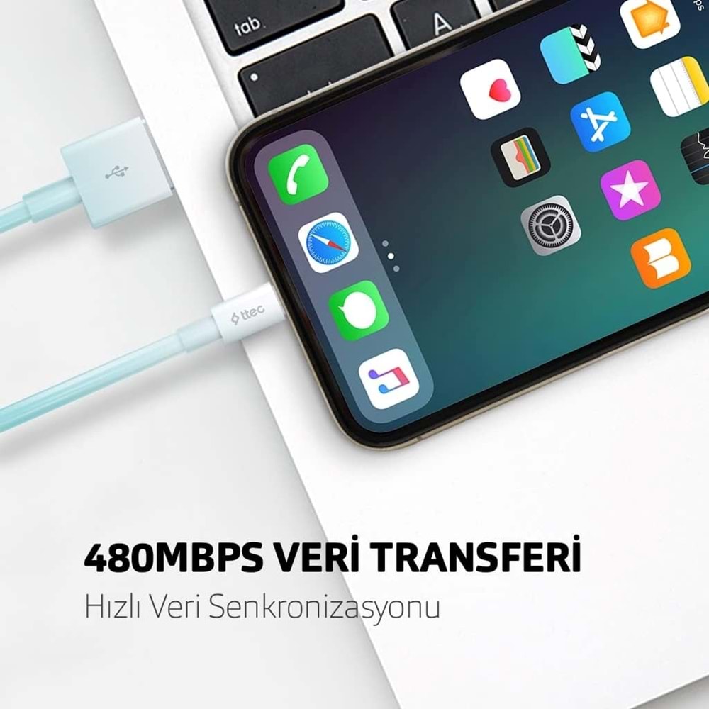 Ttec Mini Cable 30 cm Lightning Data ve Şarj Kısa Kablo Beyaz 2DK7512B