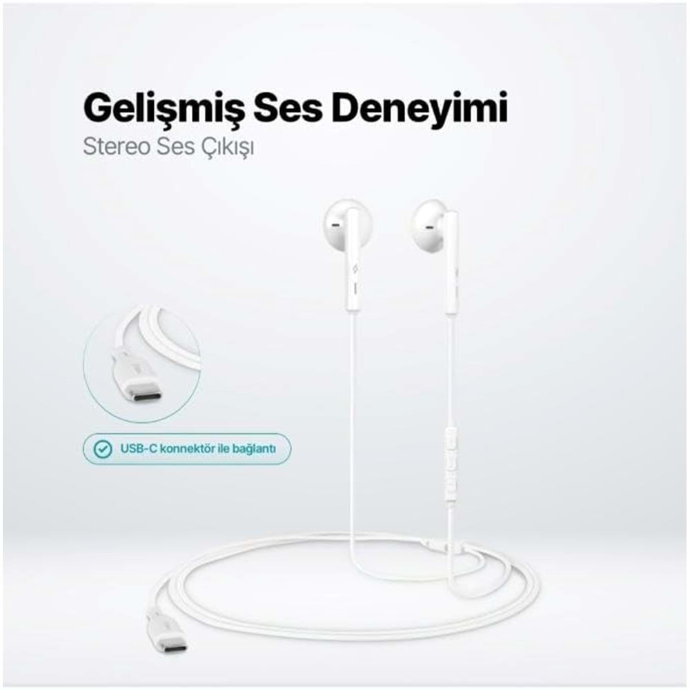 Ttec Rio 2 USB-C Stereo Mikrofonlu Kulakiçi Kulaklık Beyaz 2KMM14B