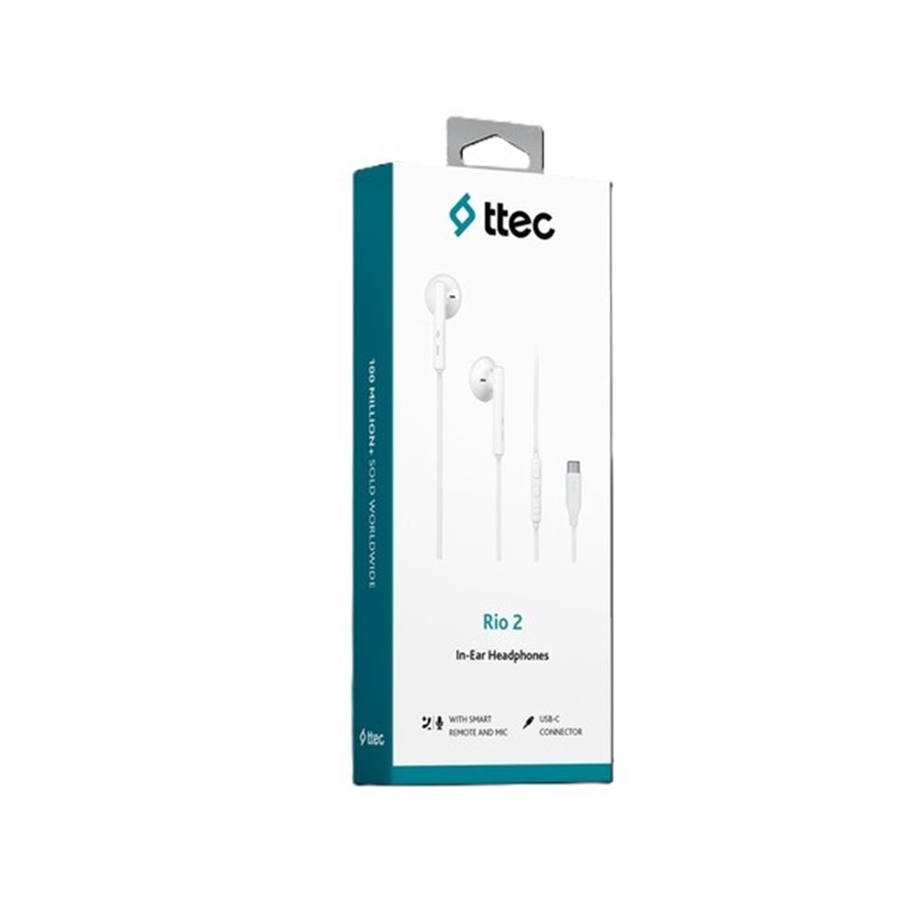 Ttec Rio 2 USB-C Stereo Mikrofonlu Kulakiçi Kulaklık Beyaz 2KMM14B