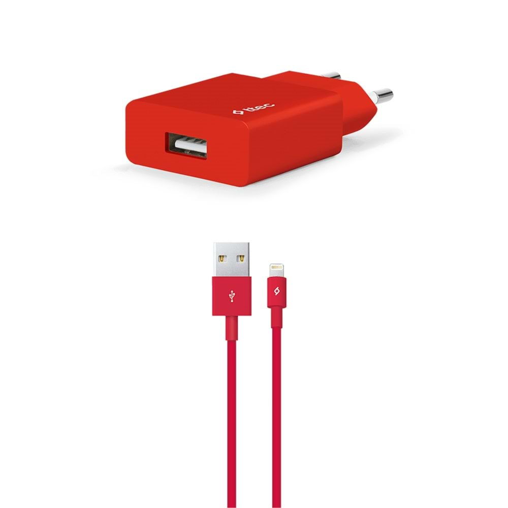 Ttec Smartcharger Seyahat Şarj Aleti 2.1A + Lightning Kablo Kırmızı - 2SCS20LK