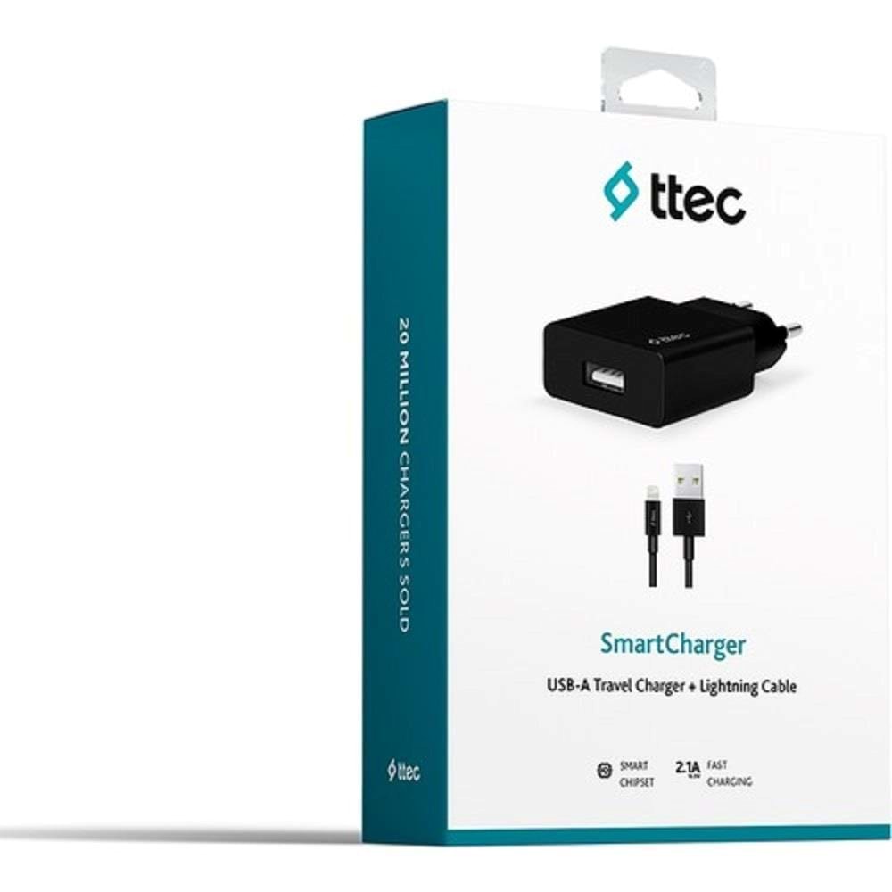 Ttec AkıllıŞarjCihazı Seyahat Şarj Aleti 2.1A + Lightning Kablo Siyah - 2SCS20LS
