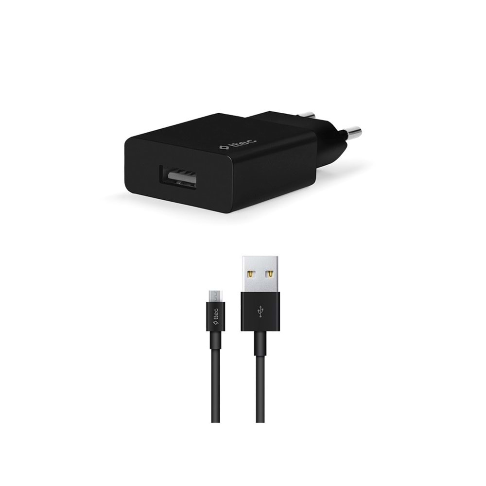 Ttec AkıllıŞarjCihazı Seyahat Şarj Aleti 2.1A + Micro USB Kablo Siyah - 2SCS20MS