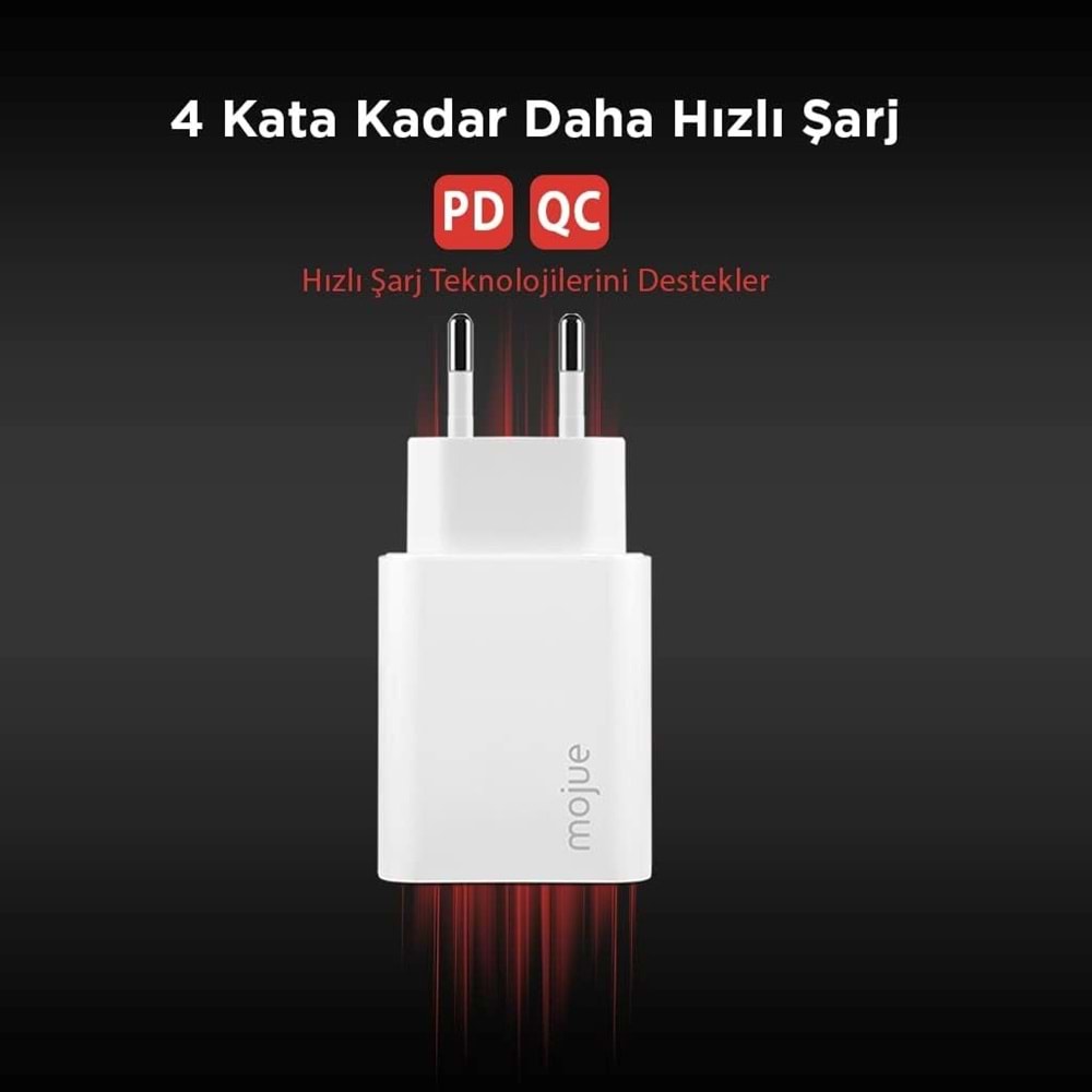 Mojue by Ttec MS13 Duo PD 32W Seyahat Hızlı Şarj Aleti USB-C+USB