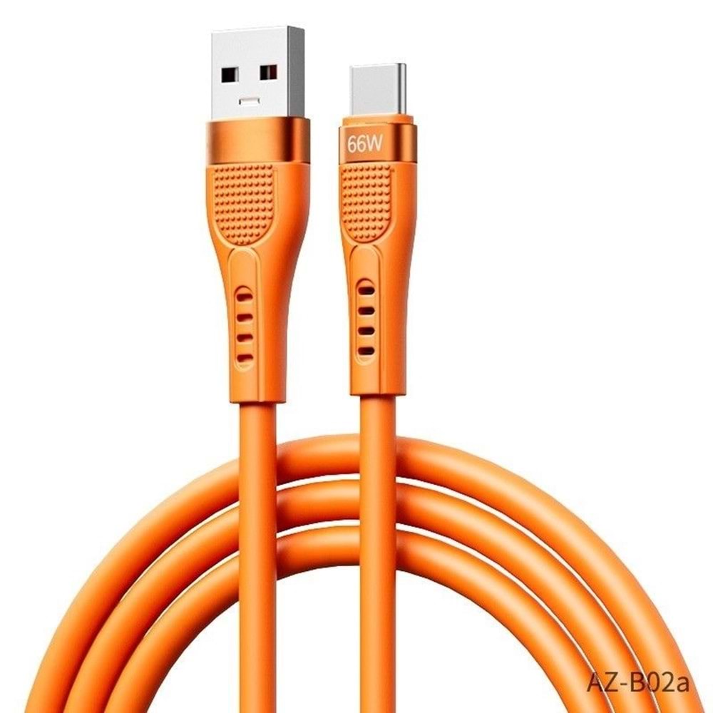 PDATeknoloji 66W Type-C Hızlı Şarj ve Data Kablosu 1.3m Turuncu AZ-B02a