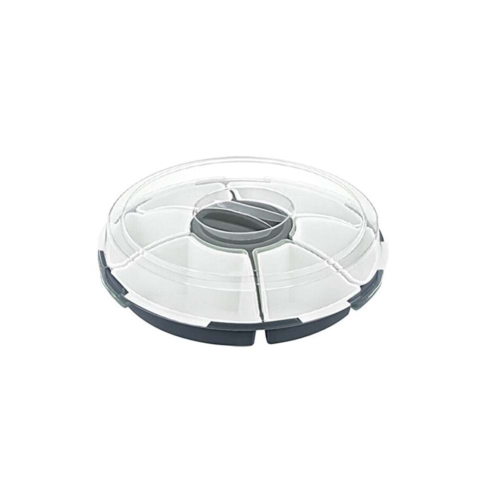 PDAteknoloji 7 Bölmeli Lilyum Kahvaltı ve Çerez Seti Gri