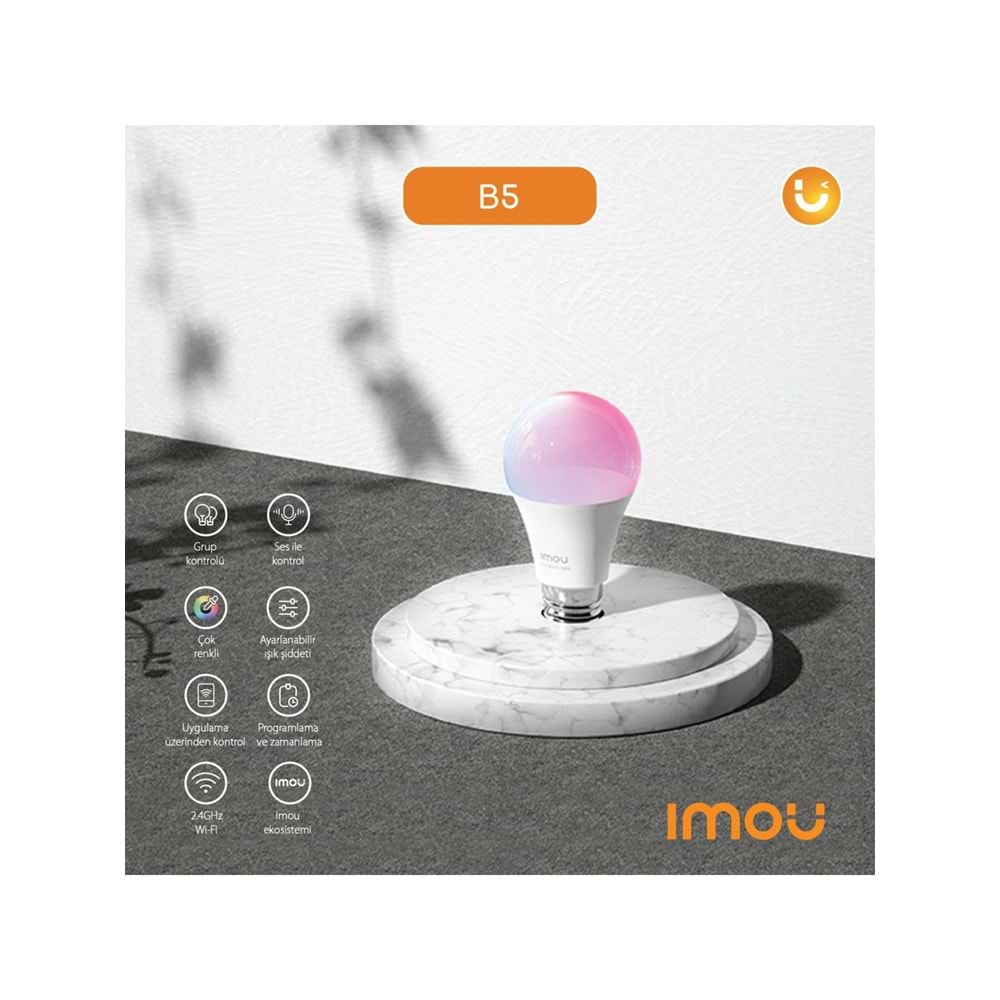 Imou Akıllı Çok Renkli LED WiFi Ampul Ayarlanabilir Işık,Programlama,Zamanlama E27 Duy (CL1B-5-E27)
