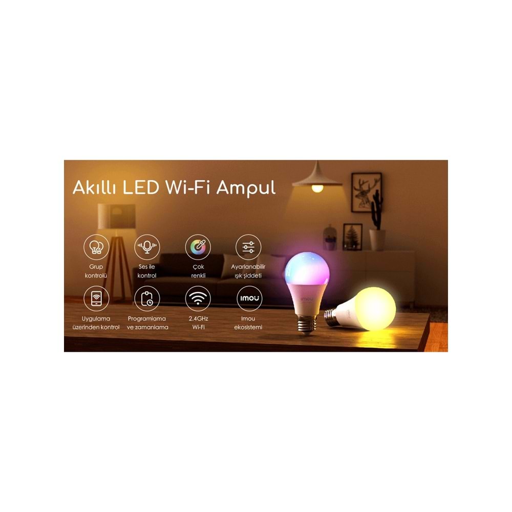 Imou Akıllı Çok Renkli LED WiFi Ampul Ayarlanabilir Işık,Programlama,Zamanlama E27 Duy (CL1B-5-E27)