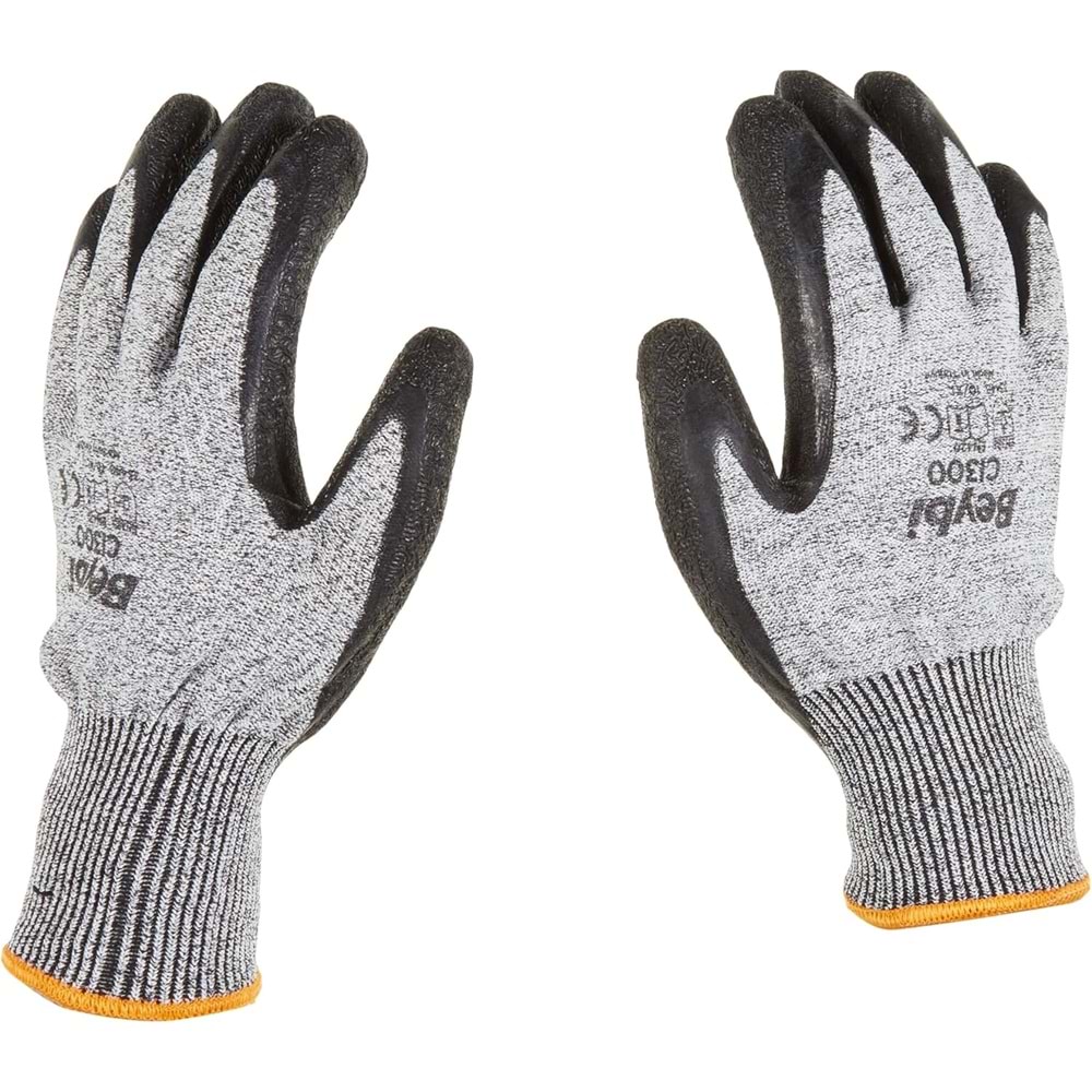Beybi CL300 Lateks Kaplı Kesilmeye Dirençli Eldiven Çift - NO:10/XL [Enerji Sınıfı A+]