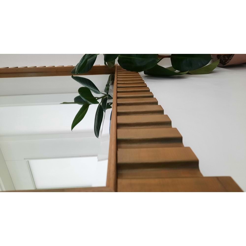PDAteknoloji Ahşap Çerçeveli Dekoratif Kahverengi Ayna 119 x 119 cm