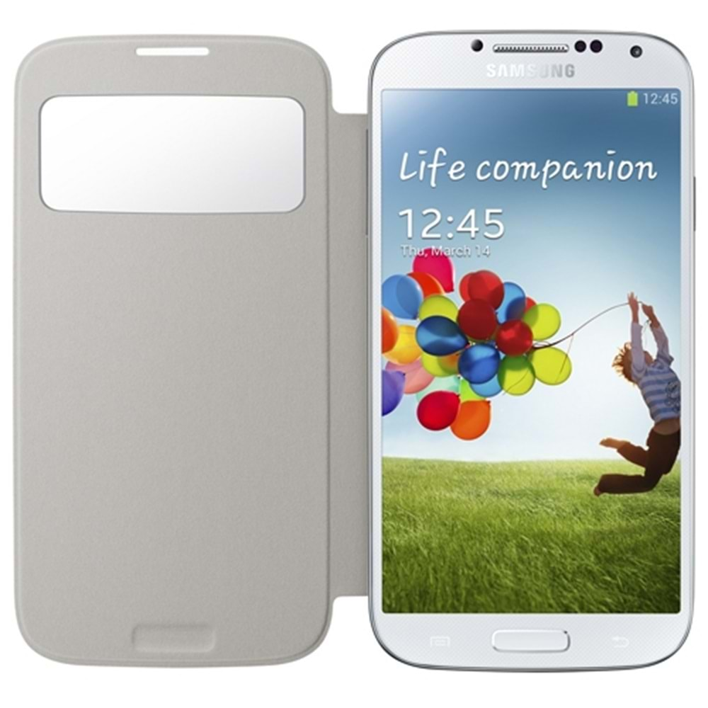 Samsung i9500 Galaxy S4 Orjinal S View Cover Kılıf- Beyaz EF-CI950BWEGWW