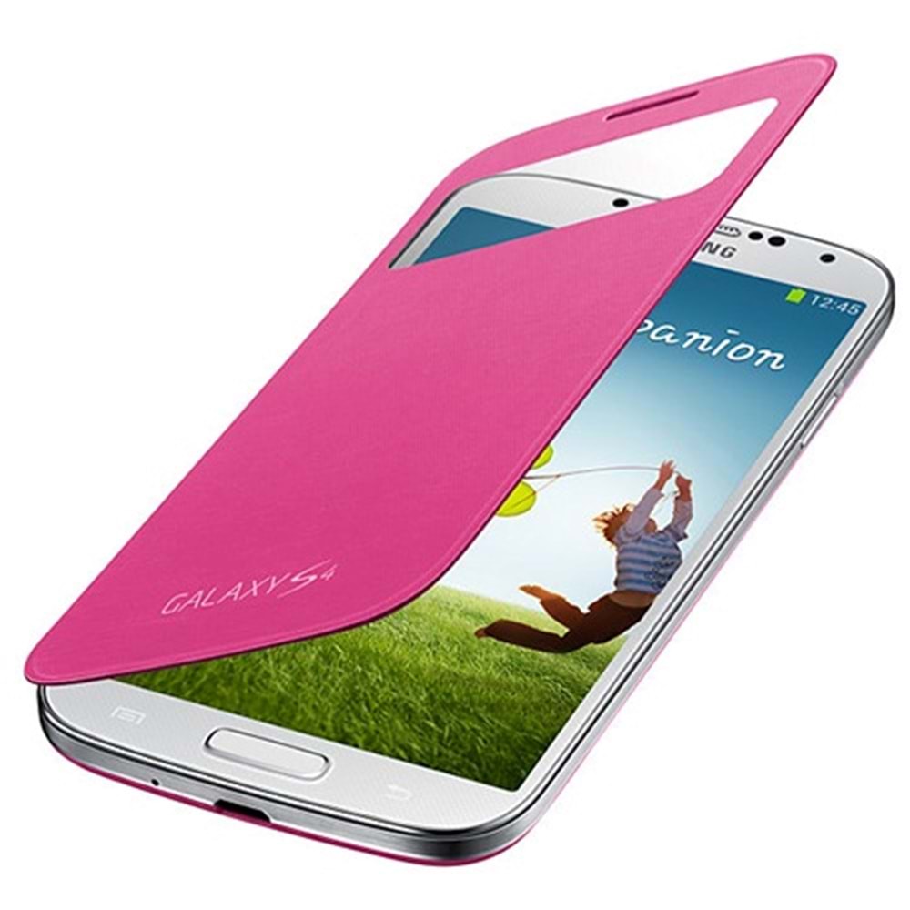 Samsung i9500 Galaxy S4 Orjinal S View Cover Kılıf - Pembe EF-CI950BPEGWW