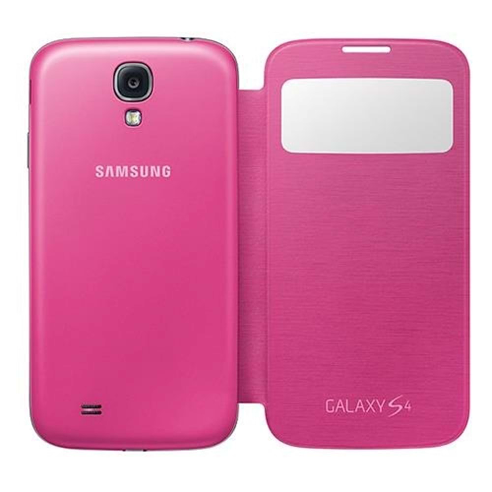 Samsung i9500 Galaxy S4 Orjinal S View Cover Kılıf - Pembe EF-CI950BPEGWW