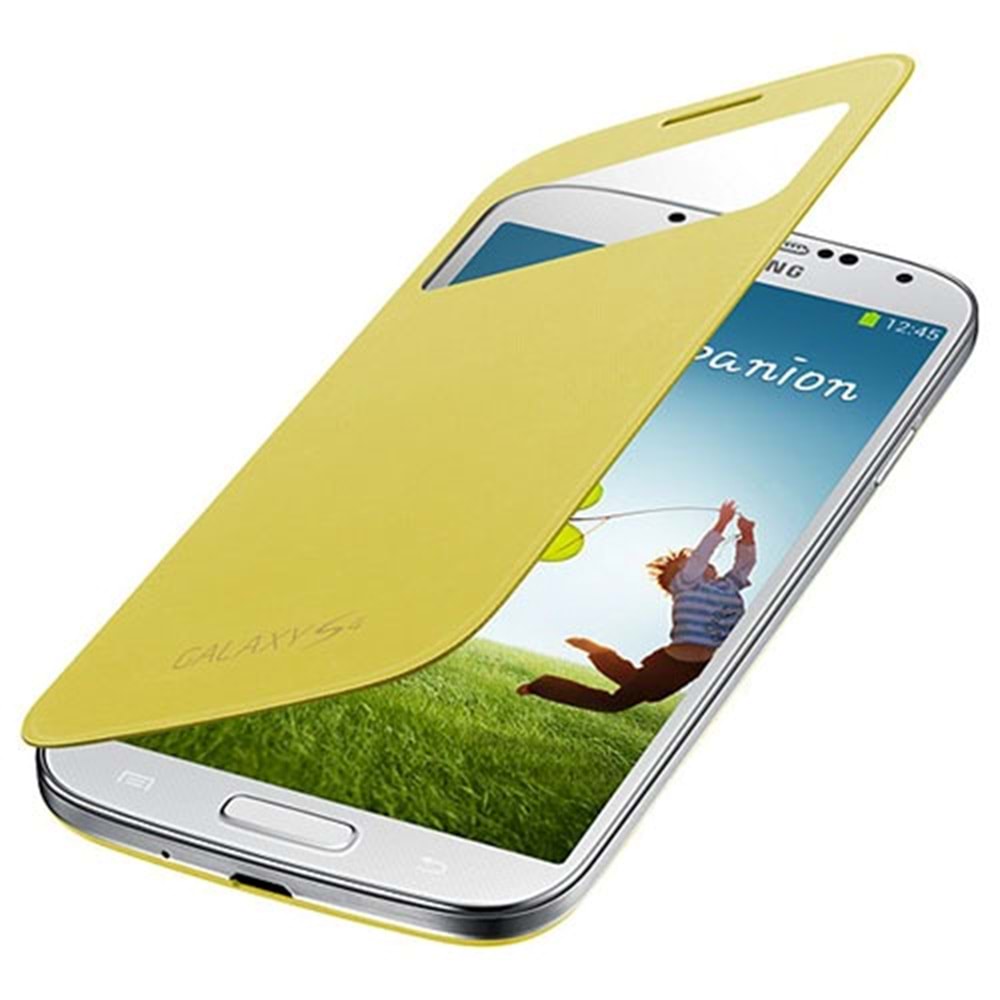 Samsung i9500 Galaxy S4 Orjinal S View Cover Kılıf - Sarı EF-CI950BYEGWW