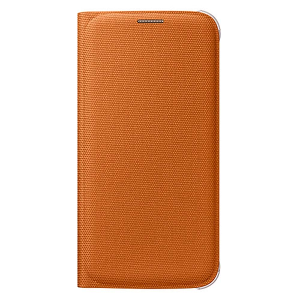 Samsung Galaxy S6 Flip Wallet (Tekstil) Orjinal Turuncu EF-WG920BOEGWW