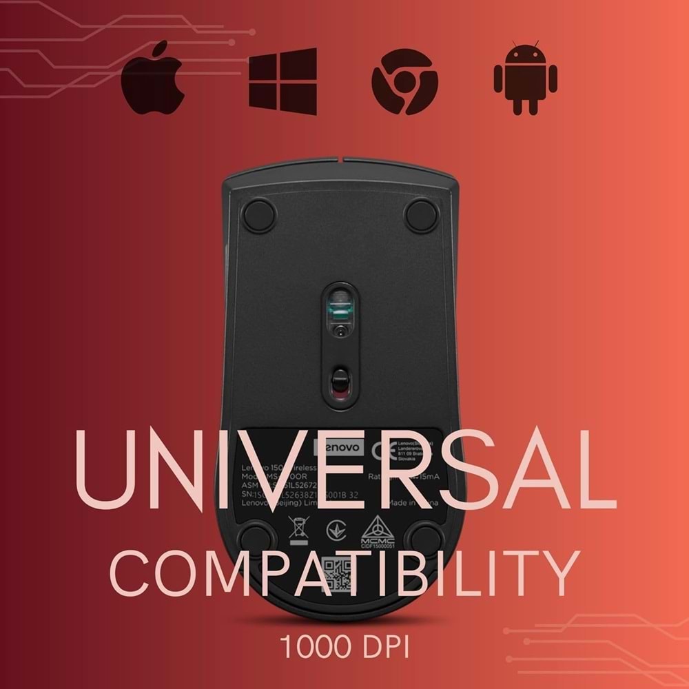 Lenovo 150 Wireless Kablosuz Mouse - Siyah GY51L52638