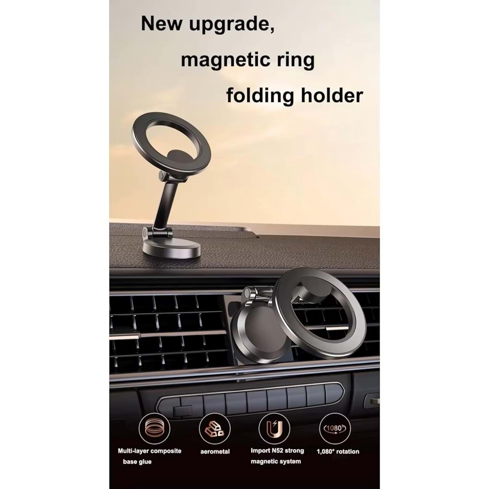 PDAteknoloji Katlanabilir 360° Dönebilen Ayarlanabilir Yükseklikli Güçlü Mag Pro Manyetik Telefon Tutucu