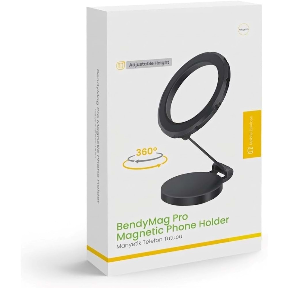PDAteknoloji Katlanabilir 360° Dönebilen Ayarlanabilir Yükseklikli Güçlü Mag Pro Manyetik Telefon Tutucu