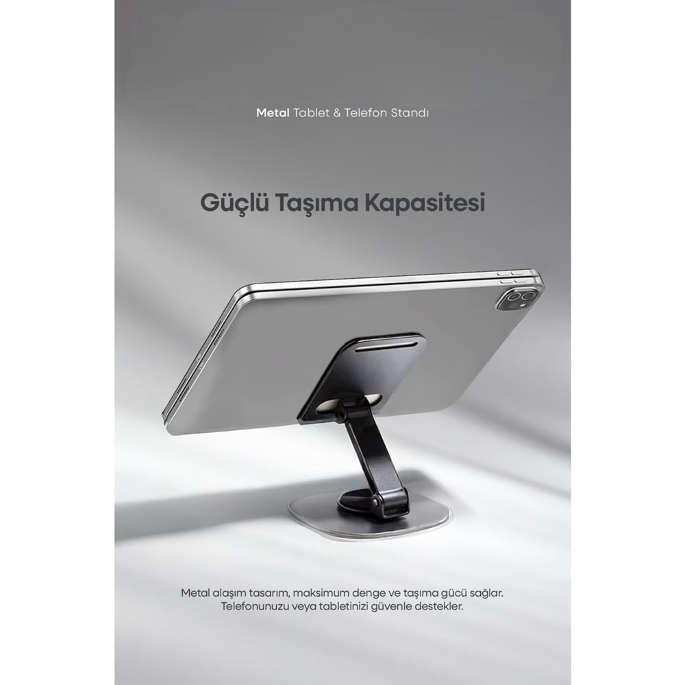 PDAteknoloji Metal 360 Dönebilen Ayarlanabilir Telefon ve Tablet Tutucu Masa Üstü Standı Standart M-360
