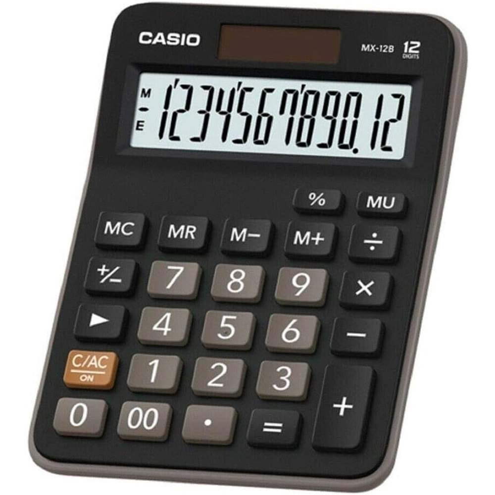 Casio Mx-12B-Bk-W-Dc Casio Ekononik Hesap Makinesi, Siyah