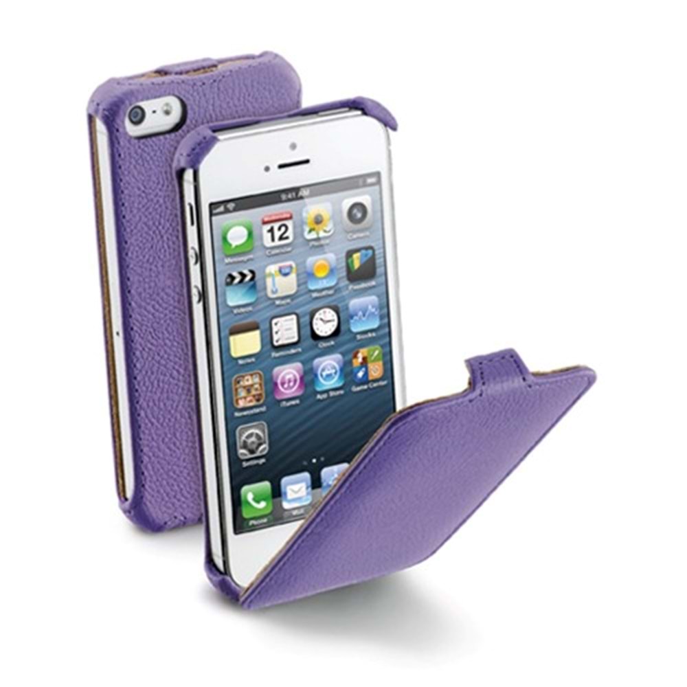 Apple iPhone SE/5S/5 Cellular Line Flap Mıknatıssız Kılıf Mor - FLAPIPHONE5V (BU ÜRÜN OUTLETTİR )