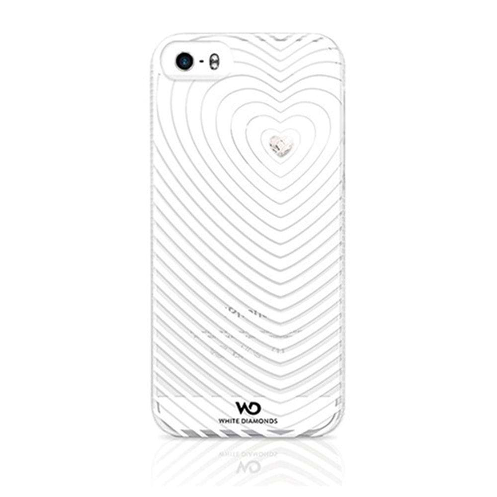 OUTLET White Diamonds iPhone SE/5S/5 Swarovski Heartbeat Desenli Kılıf - Beyaz (Outlet)