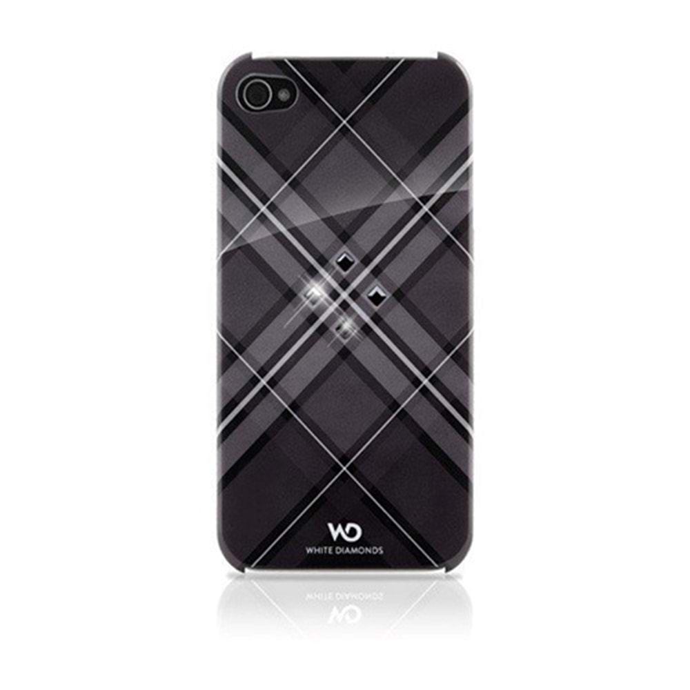 White Diamonds iPhone 4/4S Swarovski Grid Desenli Kılıf - Siyah (Outlet)