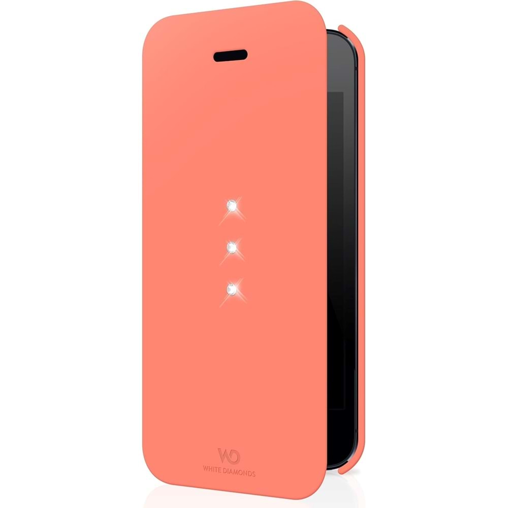 OUTLET White Diamonds iPhone SE/5S/5 Swarovski Crystal Booklet Desenli Kılıf - Coral OUTLET