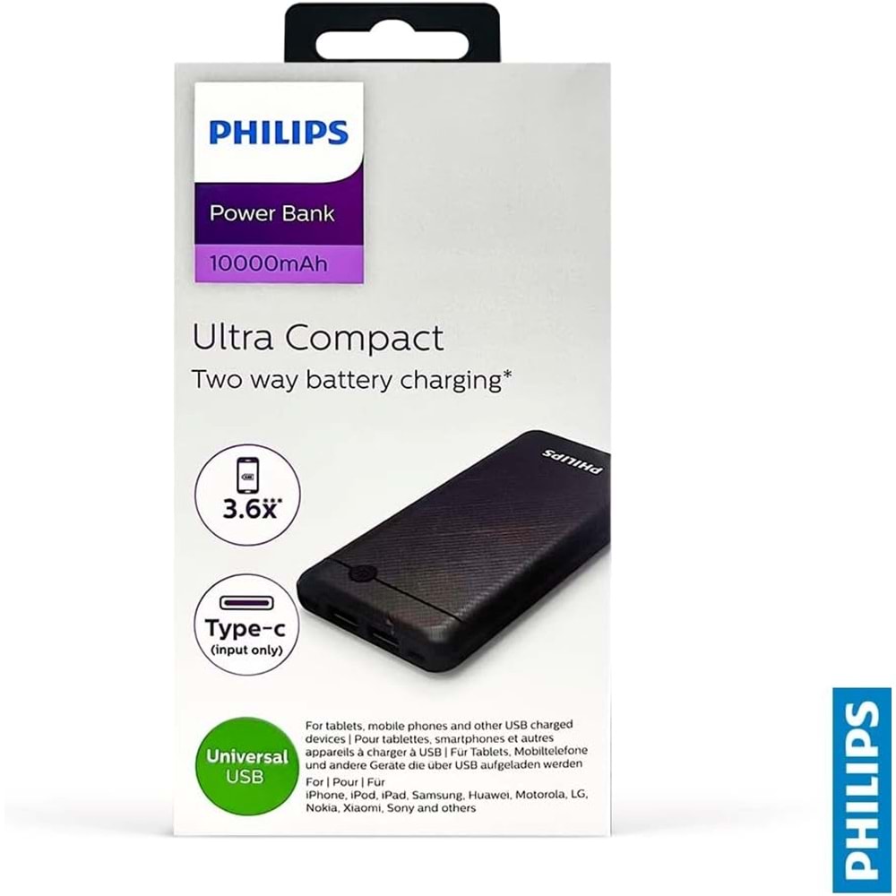 OUTLET Philips 10.000mah Powerbank DLP1710CB - Siyah OUTLET