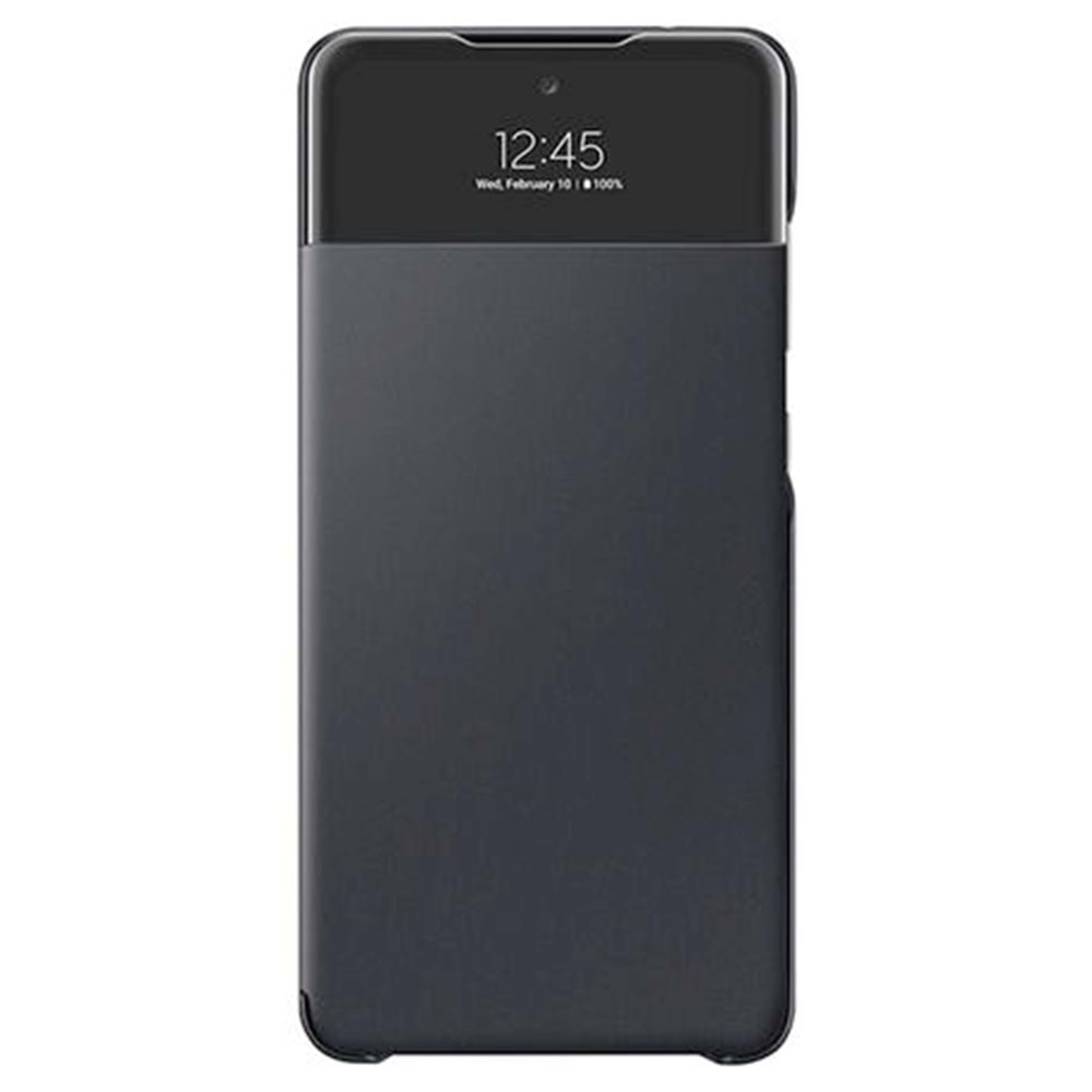 OUTLET Samsung Galaxy A72 Smart S View Wallet Cover Kılıf Siyah (Antimicrobial Coating) OUTLET