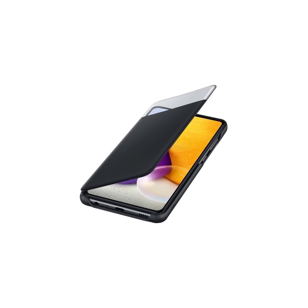 OUTLET Samsung Galaxy A72 Smart S View Wallet Cover Kılıf Siyah (Antimicrobial Coating) OUTLET