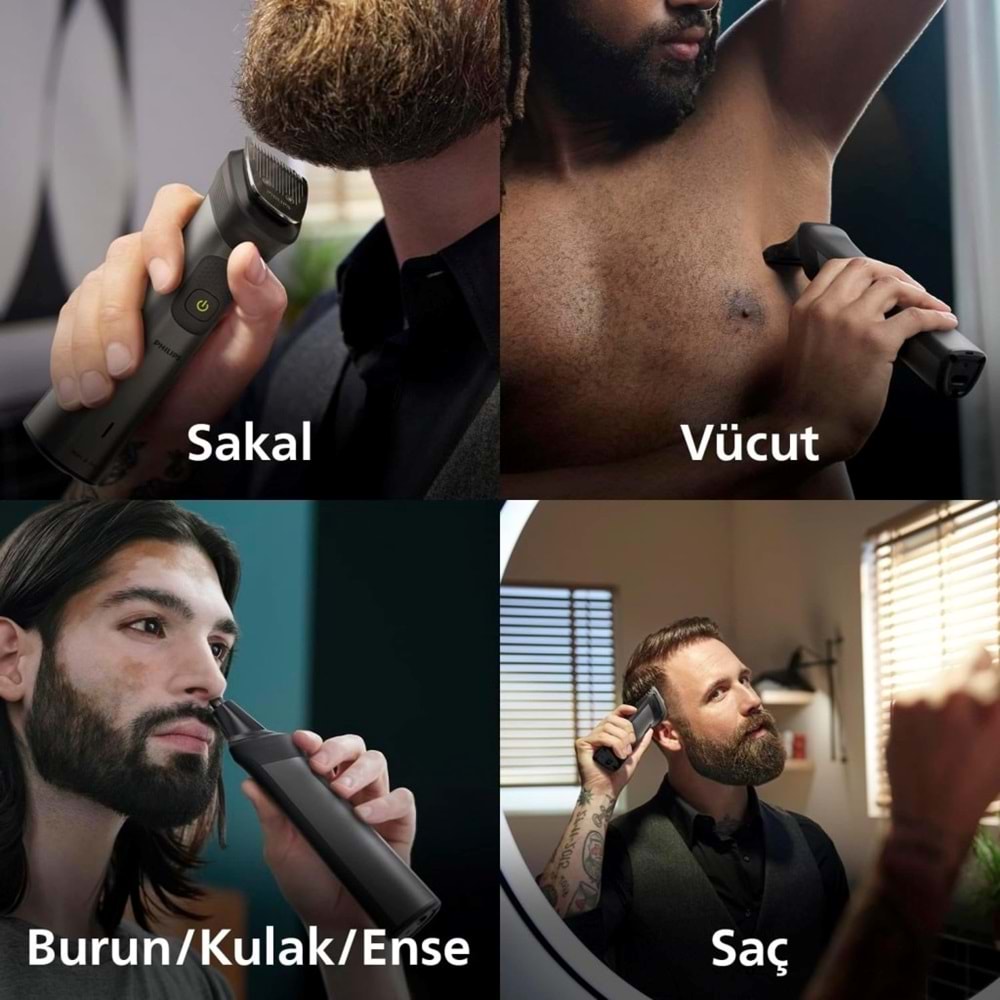 OUTLET Philips 13'ü 1 Arada Erkek Bakım Seti - Yüz/Saç/Vücut (Islak/Kuru Kullanım) MG7920/15 OUTLET
