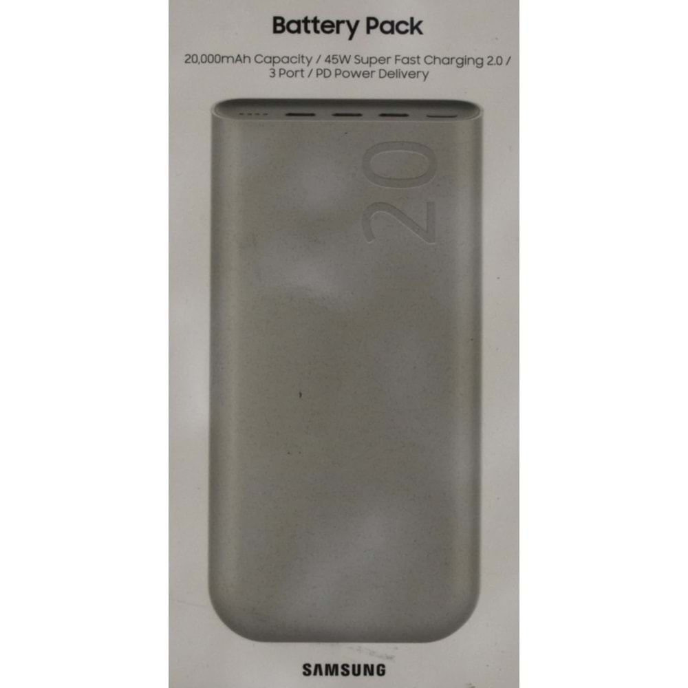 Samsung 20000 mAh 45 Watt Powerbank, Hızlı Şarj, PD 2.0, 3 Çıkışlı, Kablo Dahil, Bej, 2024 Model X00259H6DB (BU ÜRÜN OUTLETTİR)