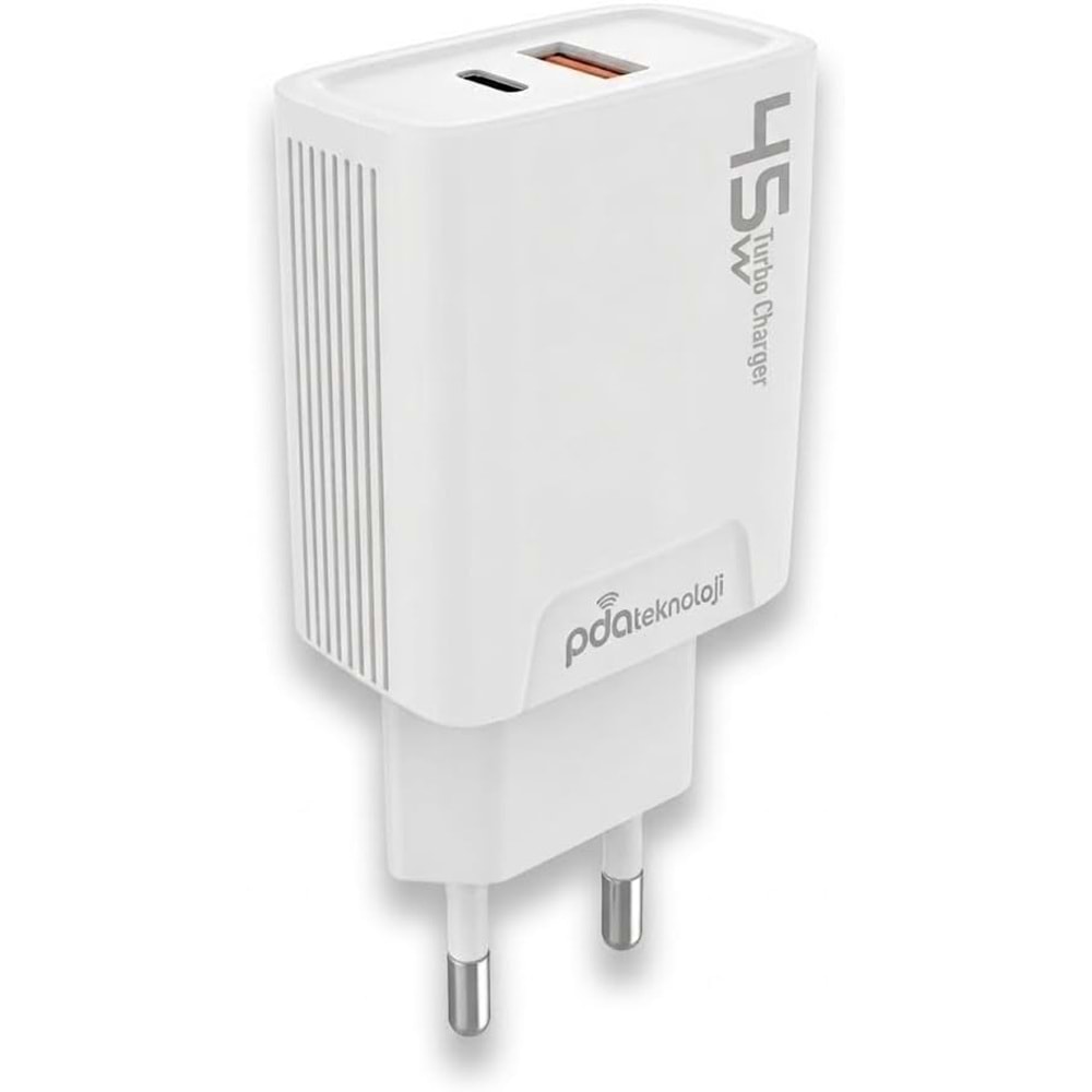 PDAteknoloji 45 watt USB + Type-C PD Hızlı Şarj Başlık Adaptör Fast Turbo Qualcomm 3.0 (Yerli Üretim)