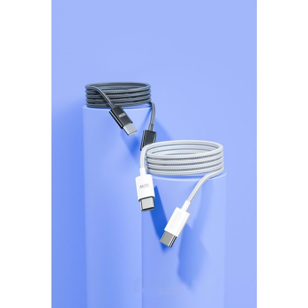 PDATeknoloji 60W Type-C to Type-C Hızlı Şarj ve Data Kablosu 1m Beyaz AZ-B06aB
