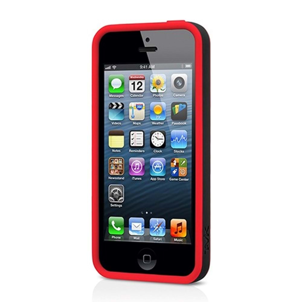 Tavik Apple iPhone SE/5S/5 Kılıf Bumper Siyah-Kırmızı PKG1169