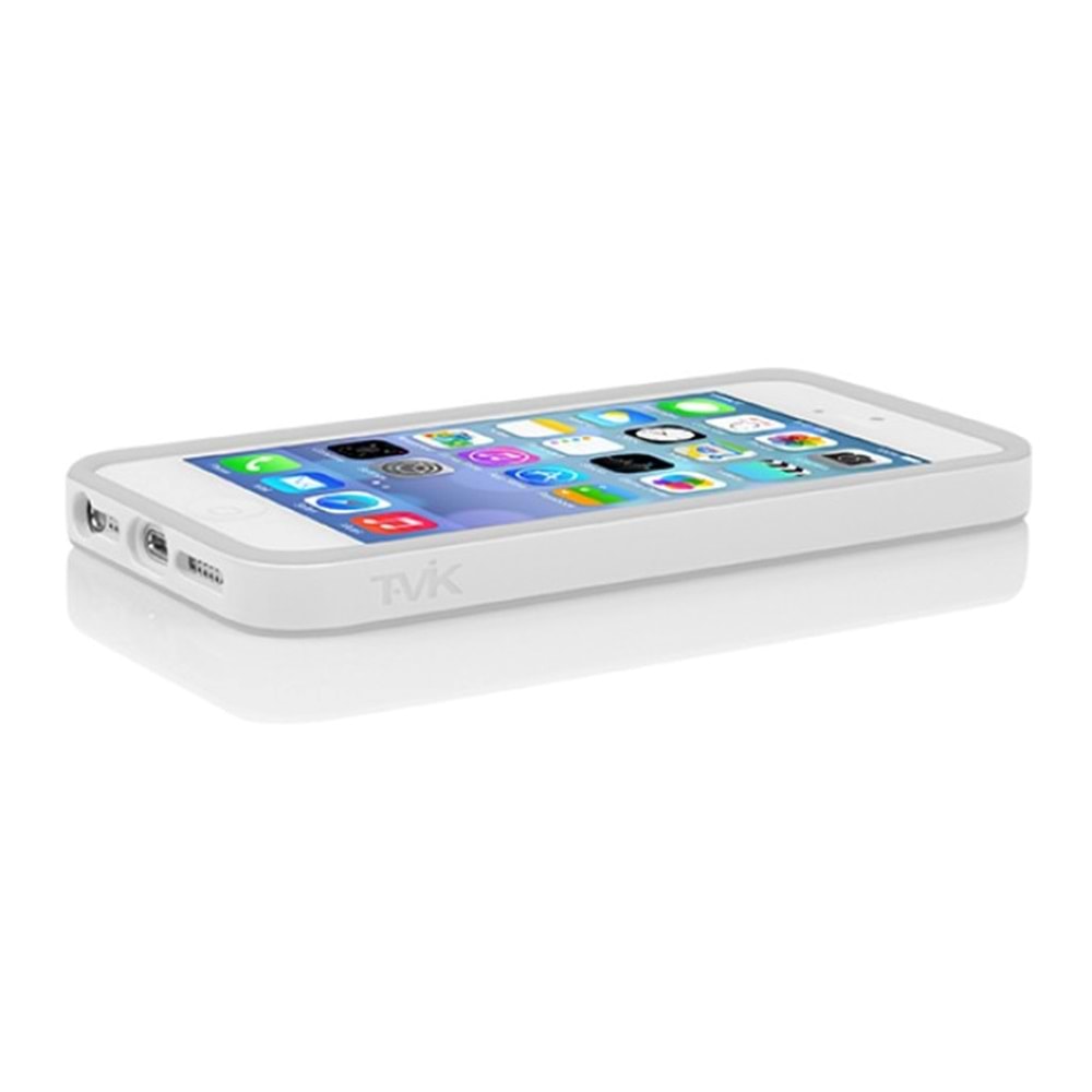 Tavik Apple iPhone SE/5S/5 Kılıf Bumper Beyaz-Gri PKG2430