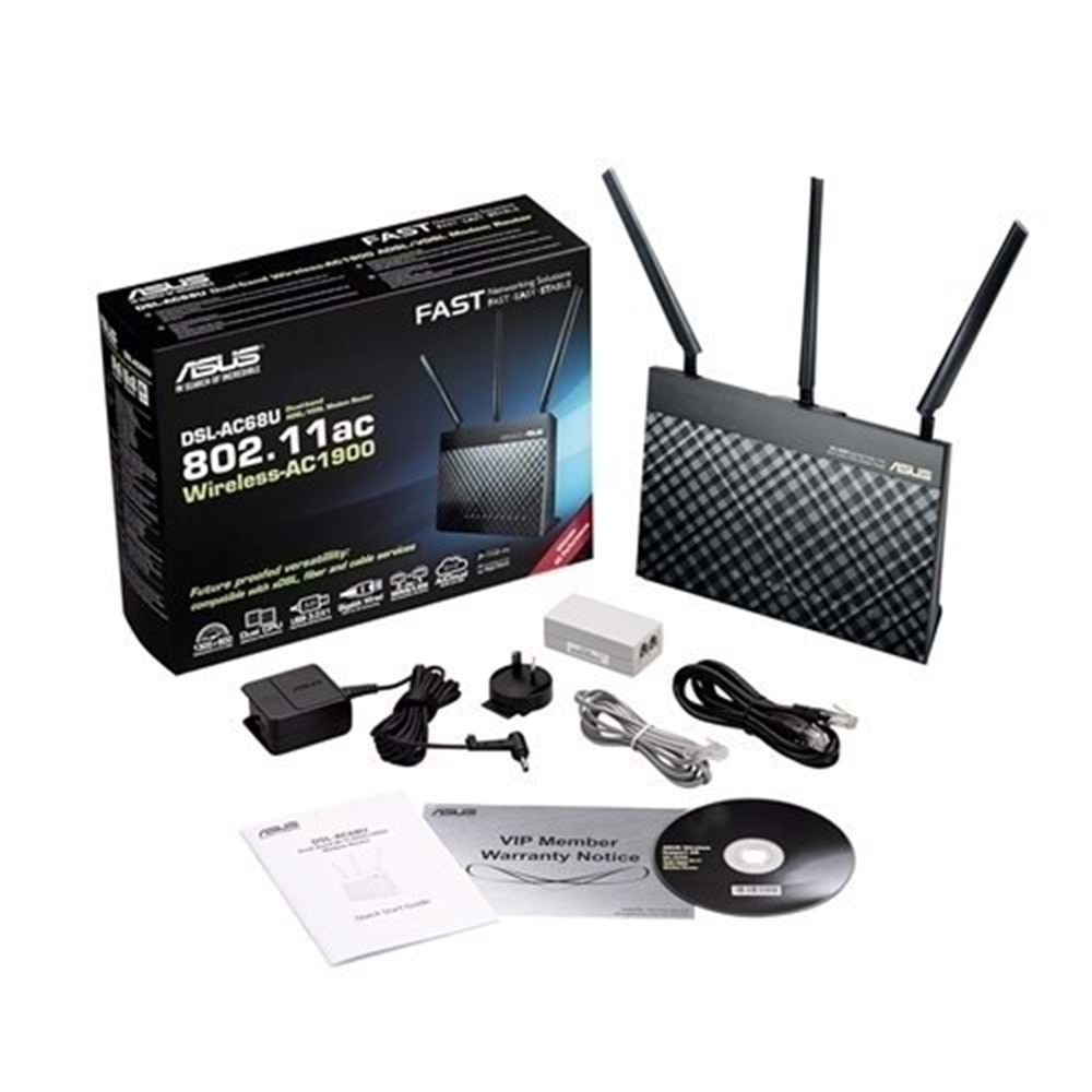 İKİNCİ EL-Asus RT-AC68UM Çift Bant Kablosuz-AC1900 600+1300Mbps Gigabit Ağ Yönlendirici-İKİNCİ EL